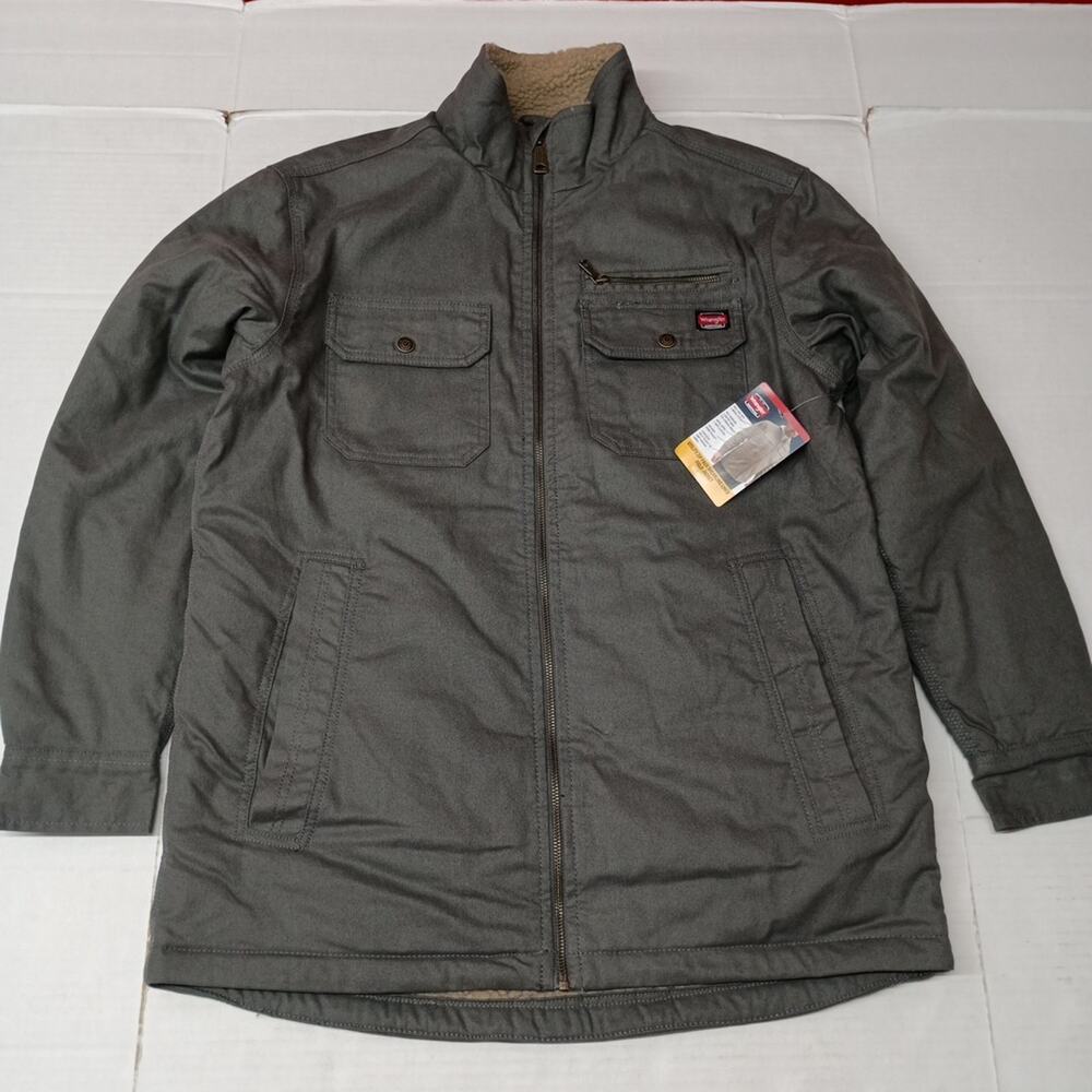 Wrangler Sherpa Field Jacket Men's M (38-40) Gray Canvas Lined‎ Utility NWOT